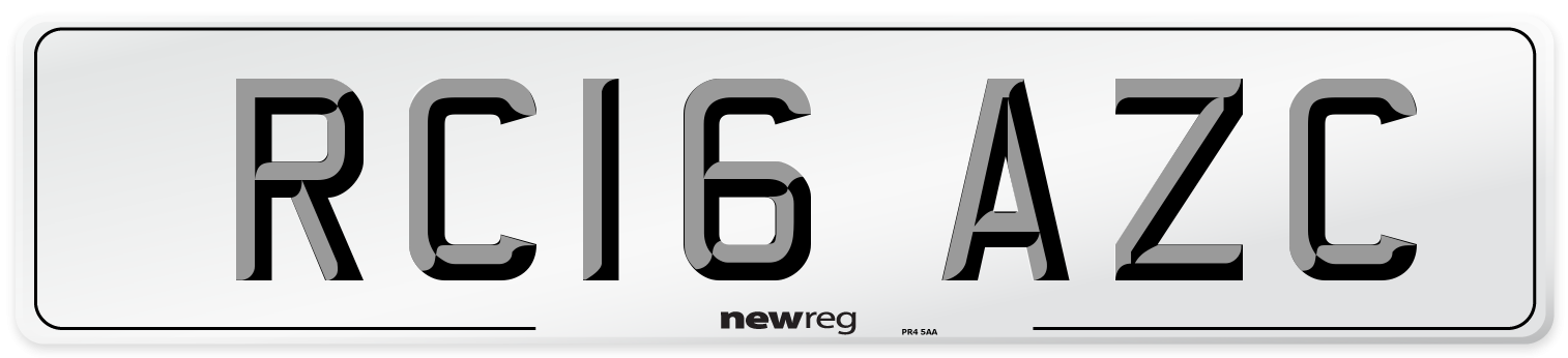 RC16 AZC Number Plate from New Reg